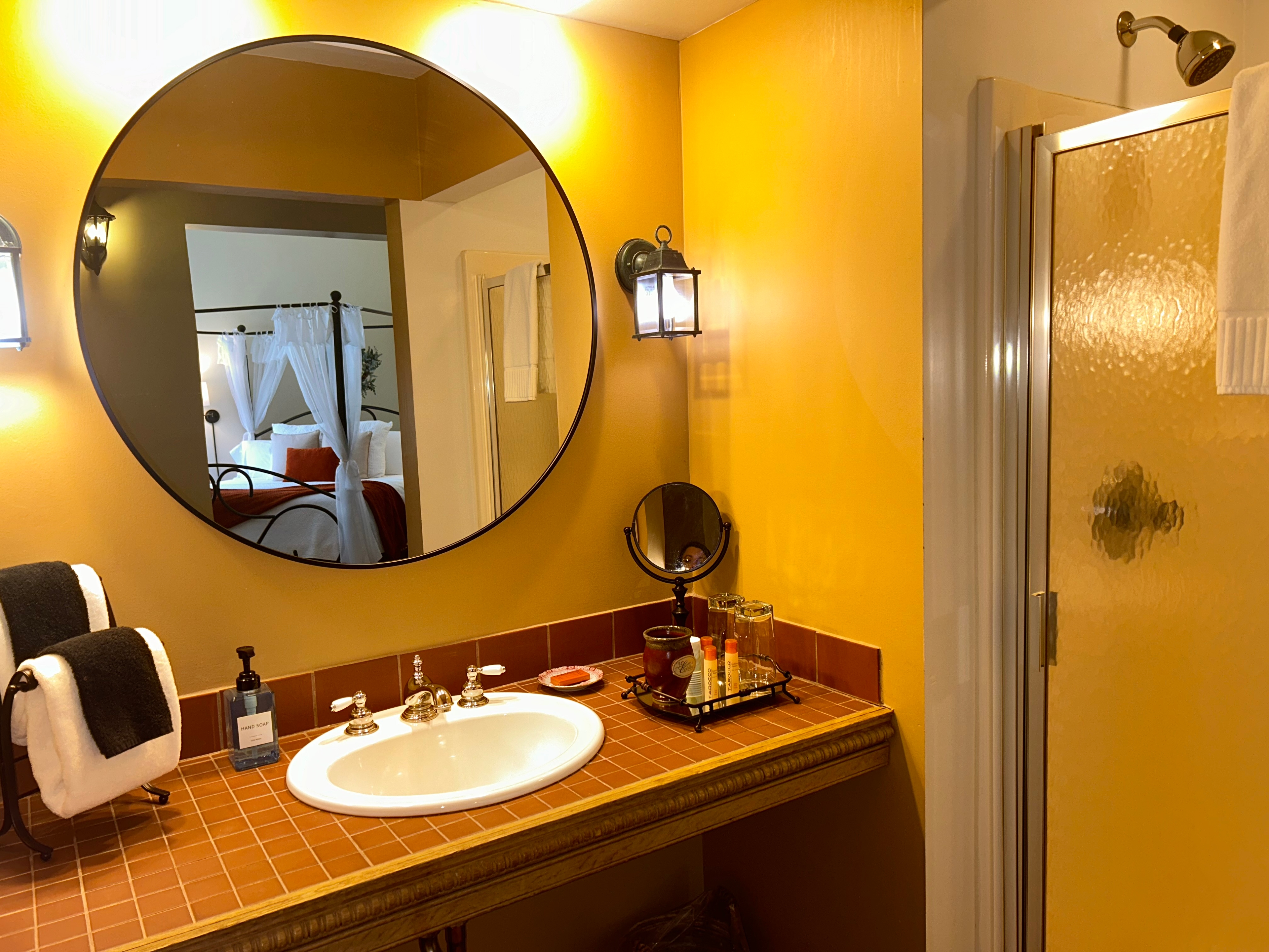 Suite with ensuite with shower and a two person jetted tub