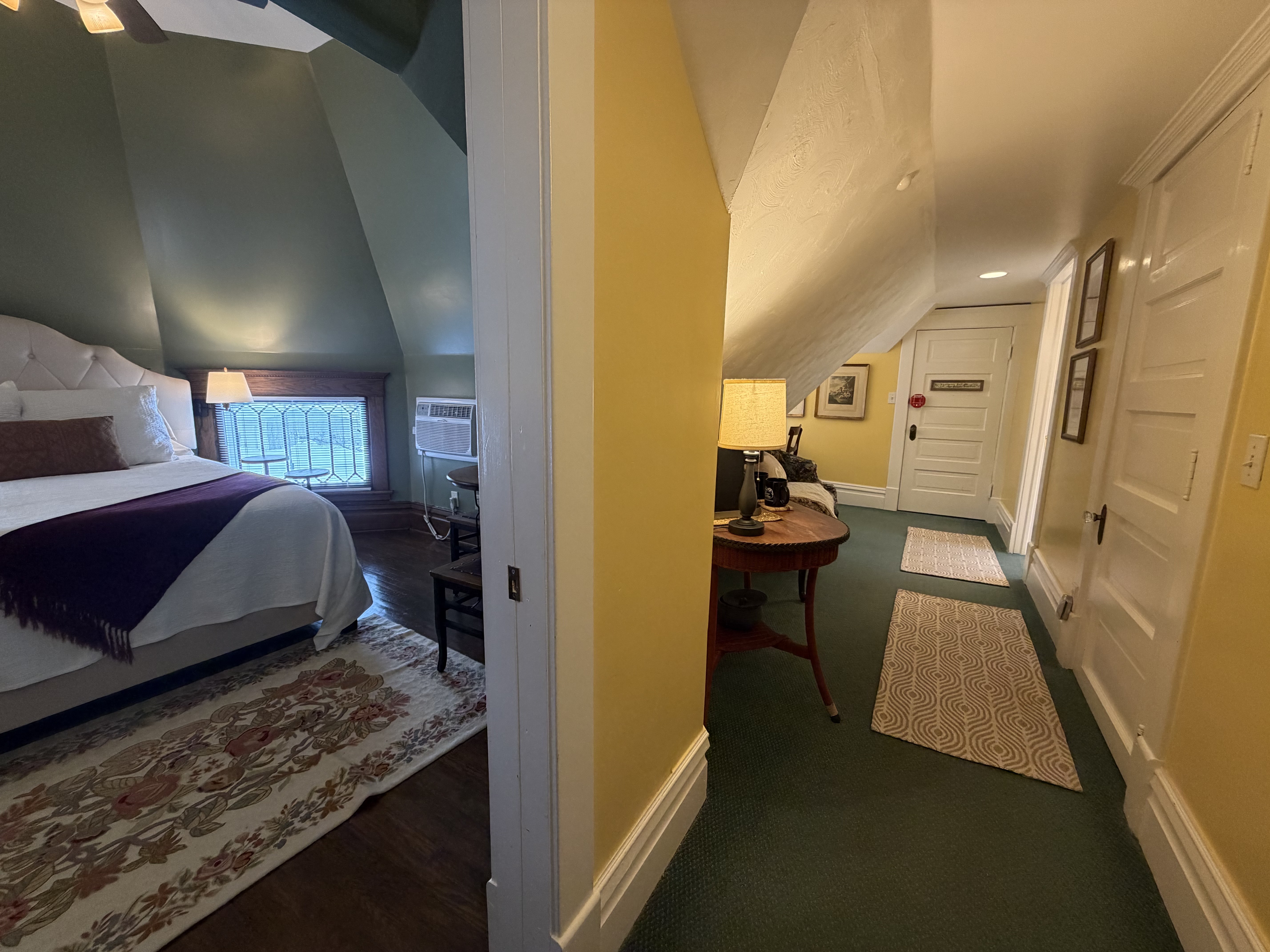 Sitting area with couch and coffee station