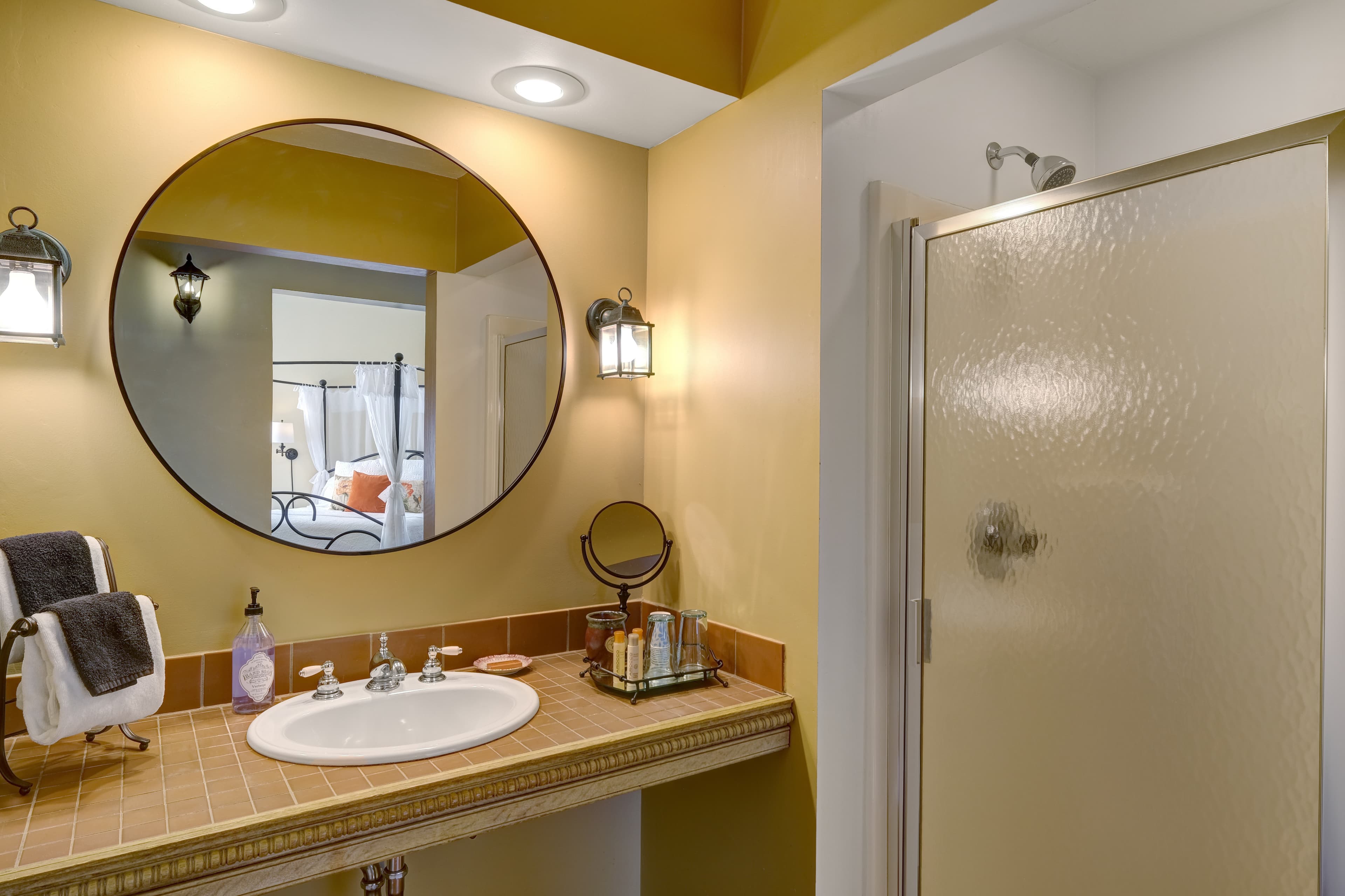 Suite with ensuite with shower and a two person jetted tub