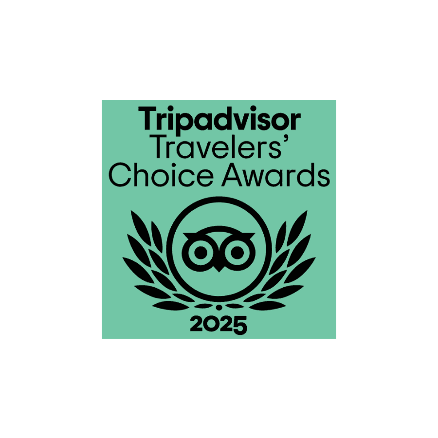 Logo for the 2025 Tripadvisor Travelers' Choice Awards featuring an owl and laurel wreath.