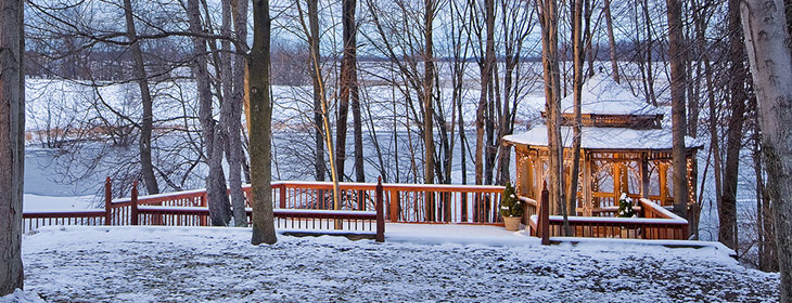 Deck and gazebo in the winter