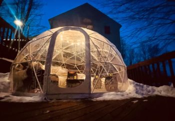 winter igloo at night